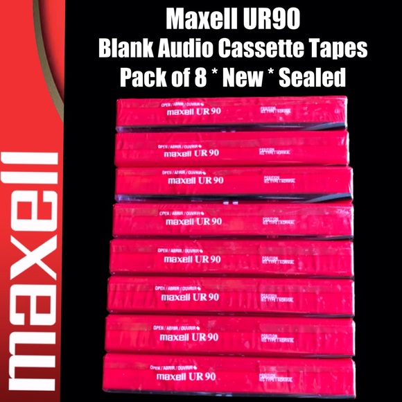 NWT Maxell UR90 (8 Pack) 90 Minute Cassette Tapes - Factory Sealed - Picture 4 of 4
